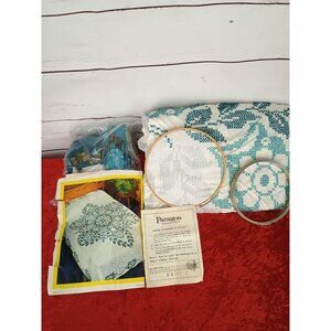 Vintage Paragon Needlecraft Half Cross Stitch Kit With Hoops & Threads For Doubl